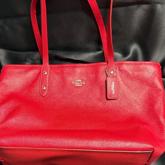 Coach Vibrant Red Leather Tote - Picture 1 of 13